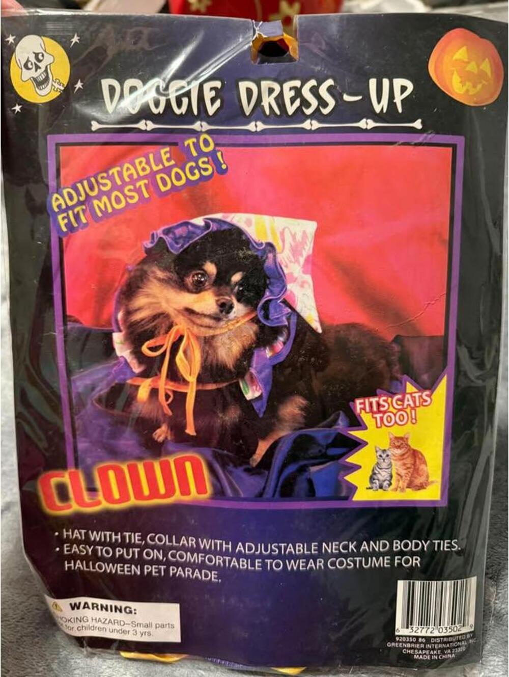 Adjustable Clown Doggie Dress-Up Halloween Costume OS